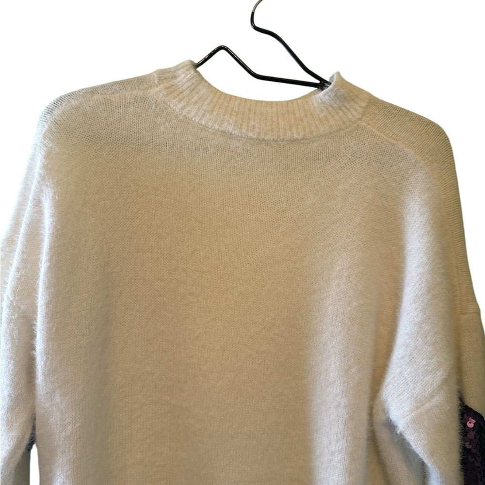 Shop Meko Sweater Womens Sz M Multi Colored Sequin Embellished Cream Sweater - Picture 3 of 4